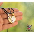 Кулон парный для двоих Изящные коты. Сердце Gold. Цена за 1 пару. Нержавеющая сталь